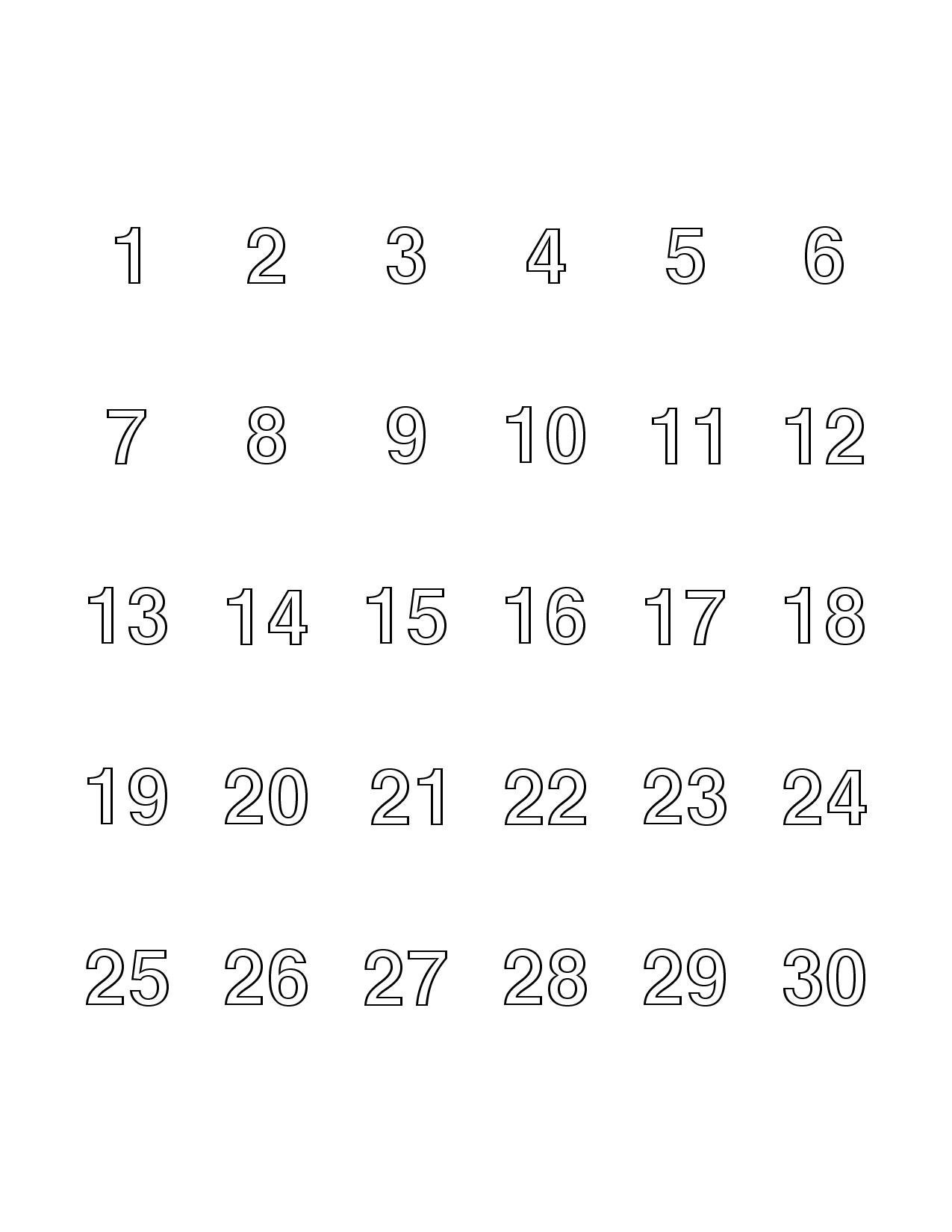 free printable numbers 1 30