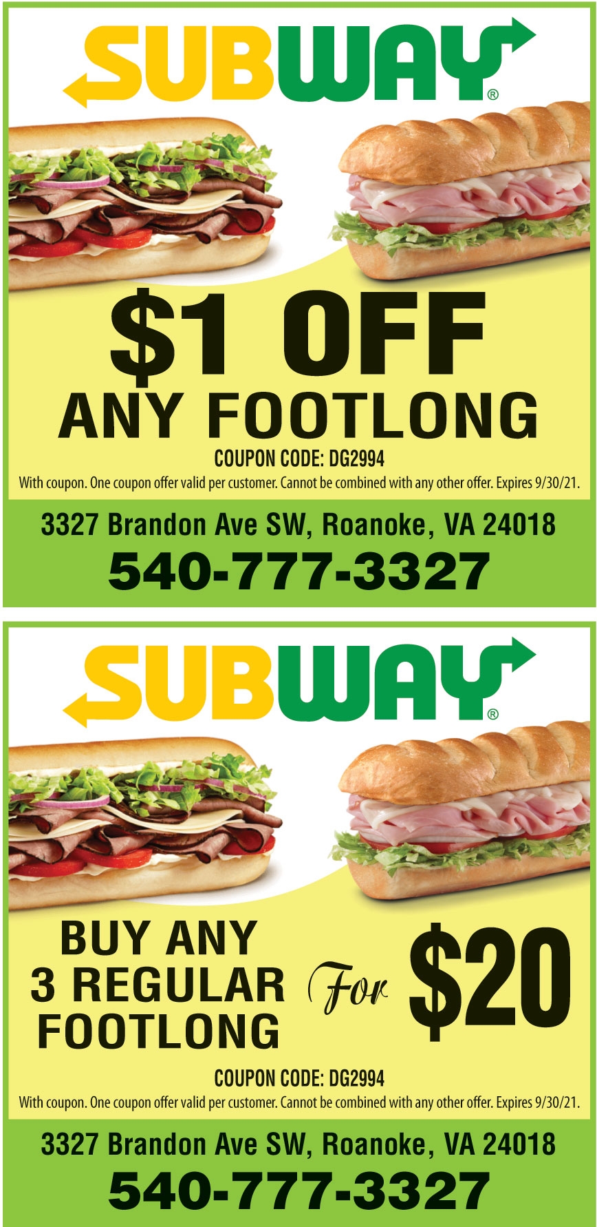  1 OFF ON ANY FOOTLONG Online Printable Coupons USA Local Free Printable Shopping Coupons