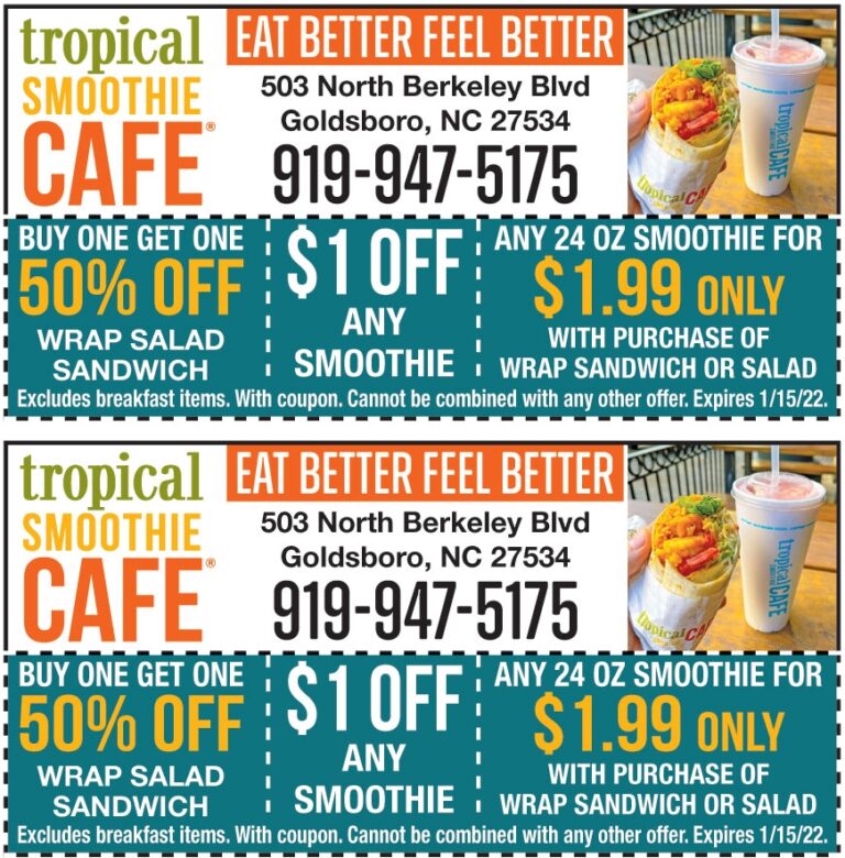  1 OFF ON ANY SMOOTHIE Online Printable Coupons USA Local Free 