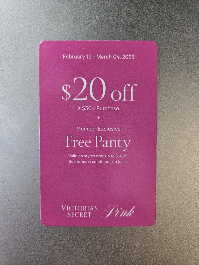 1 PINK Victoria s Secret Coupon 20 Off 50 Panty Valid Feb 19 