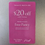 1 PINK Victoria s Secret Coupon 20 Off 50 Panty Valid Feb 19 march 04 Etsy