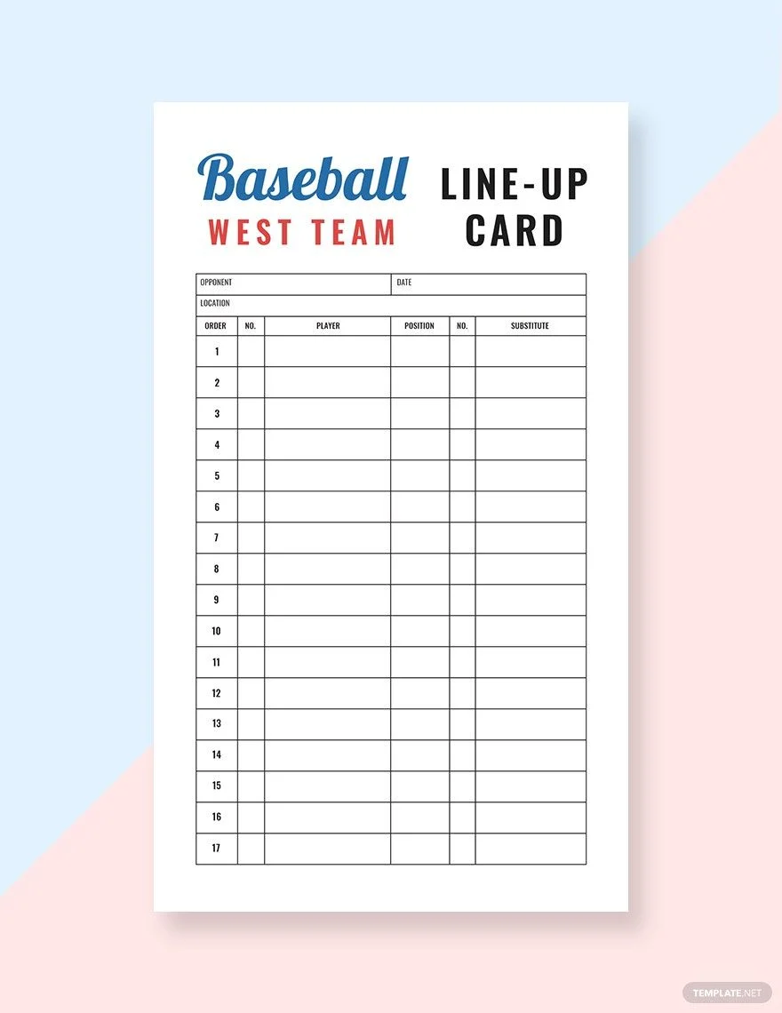 10 Baseball Line Up Card Templates DOC PDF