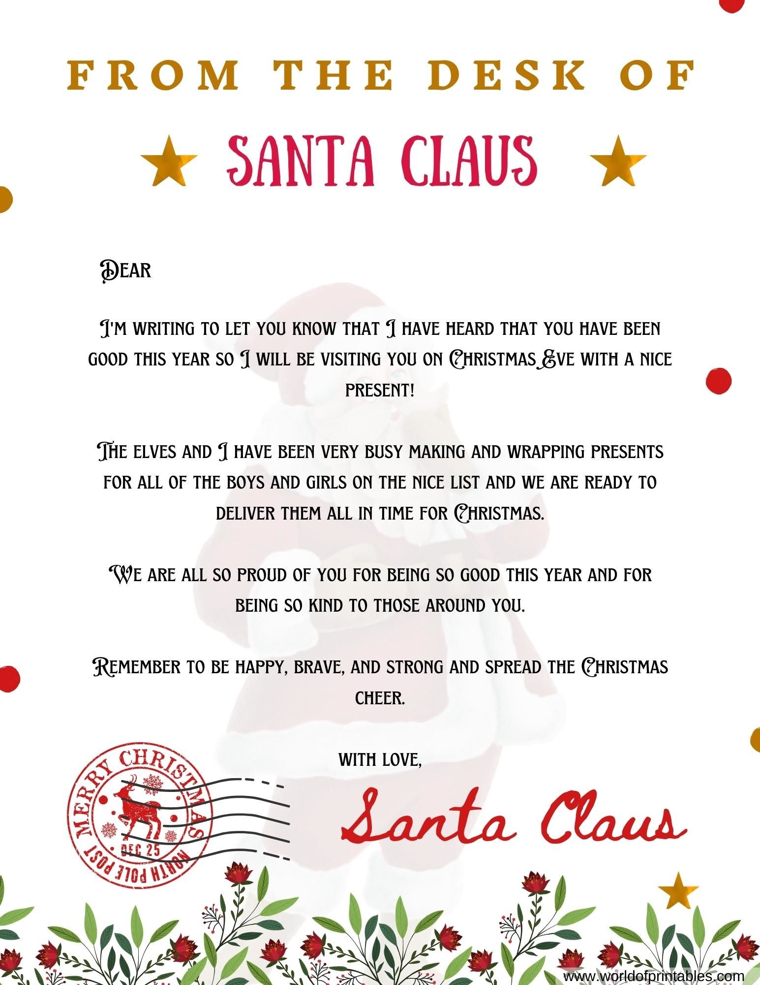 printable letters from santa