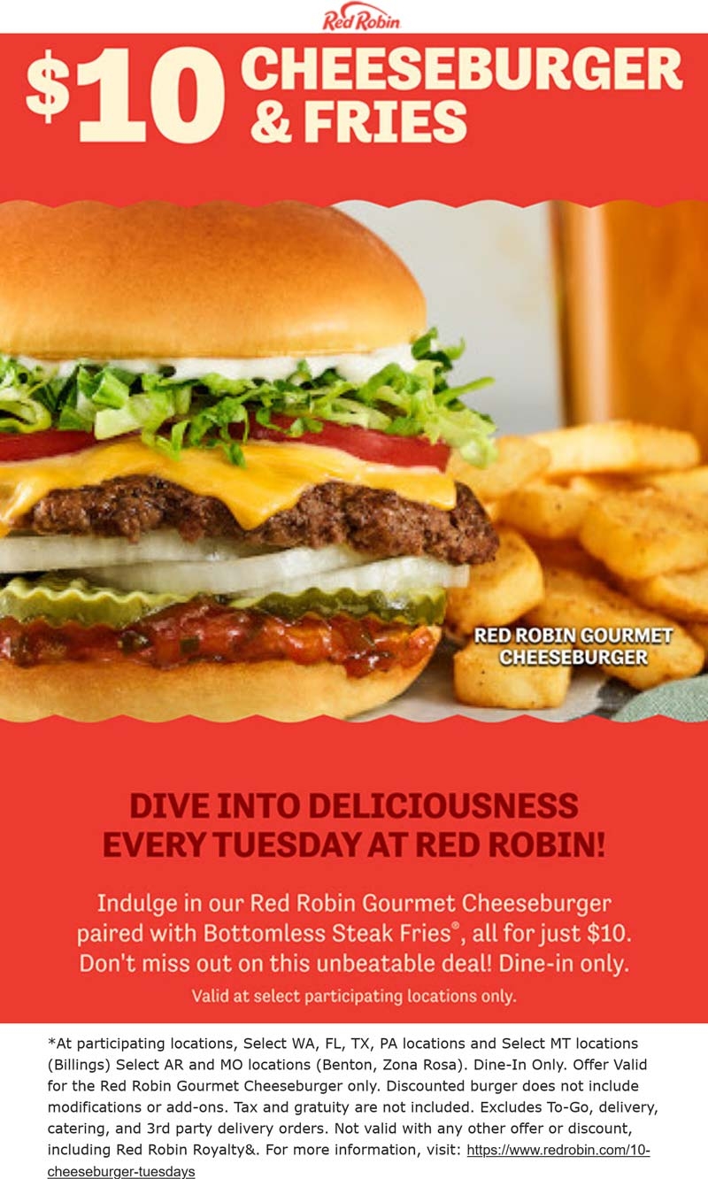  10 Cheeseburger Bottomless Fries Today At Red Robin Red Robin August 2025 Coupons Promo Codes U0026 Deals 