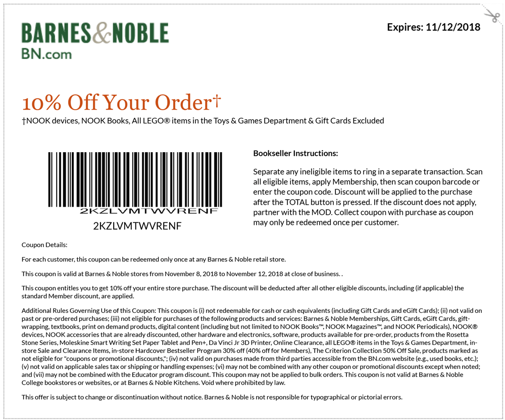 10 Off At Barnes U0026 Noble Barnes U0026 Noble July 2025 Coupons Promo Codes U0026 Deals 