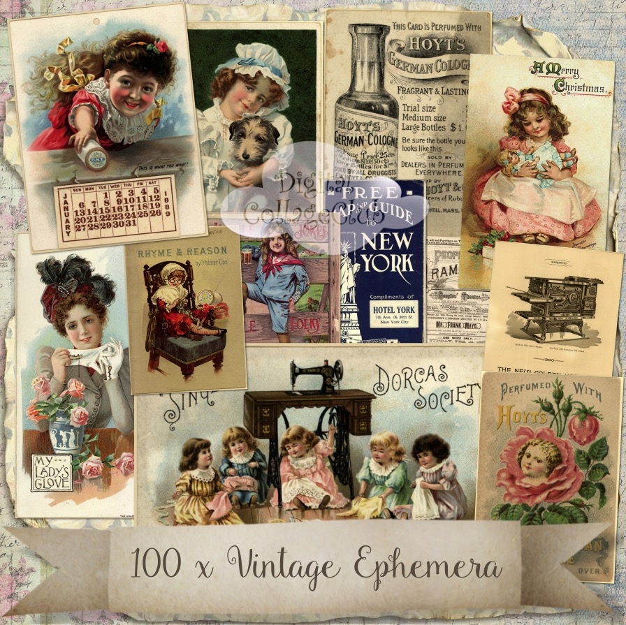 100 Vintage Ephemera Images The Digital Collage Club 