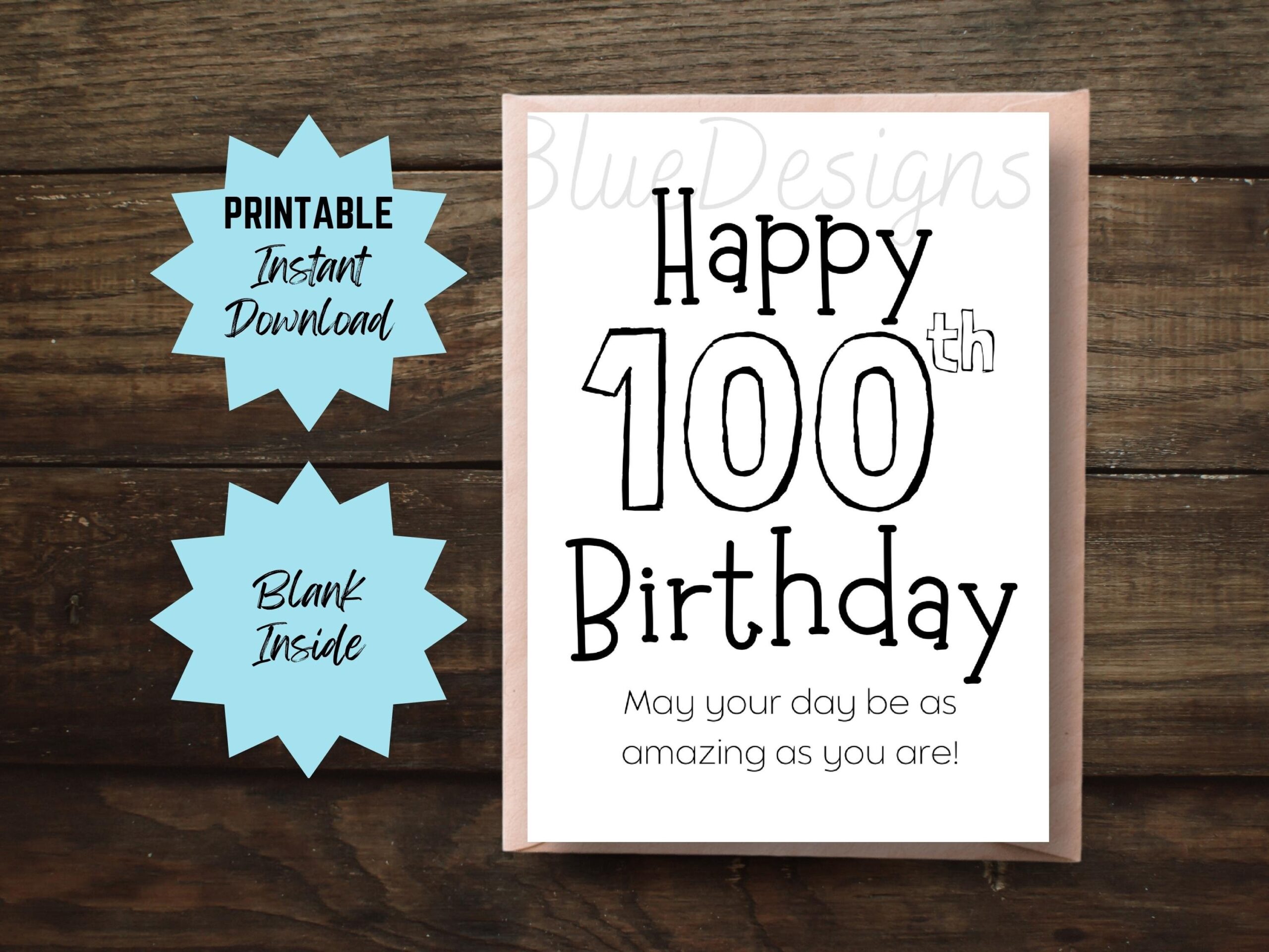 100th Birthday Card Printable Simple Happy 100 Birthday Card 