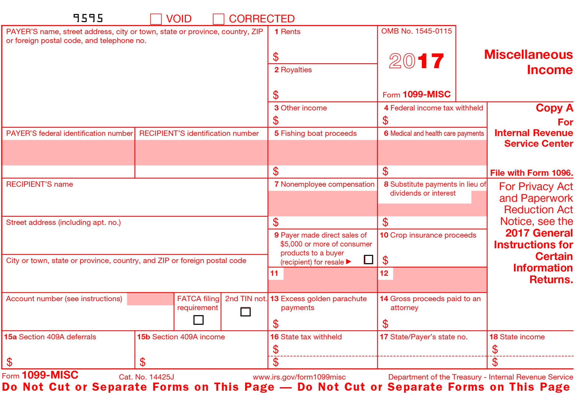 1099 MISC TAX FORM 2017 Generator 1099 MISC 2017 Template 