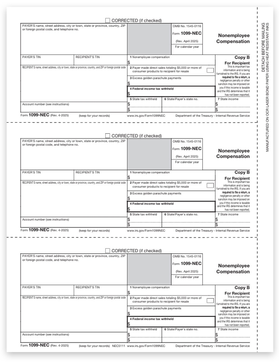 1099 NEC Form Copy B Recipient