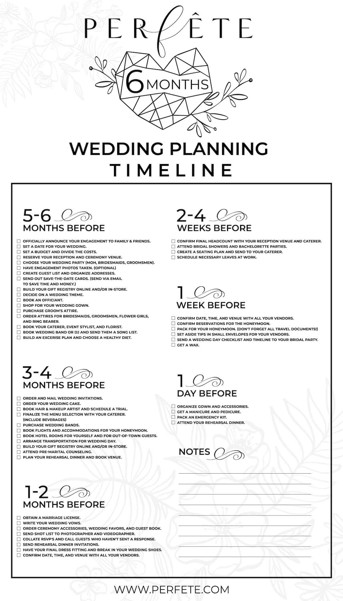 12 And 6 Month Wedding Planning Checklist Perfete Worksheets 