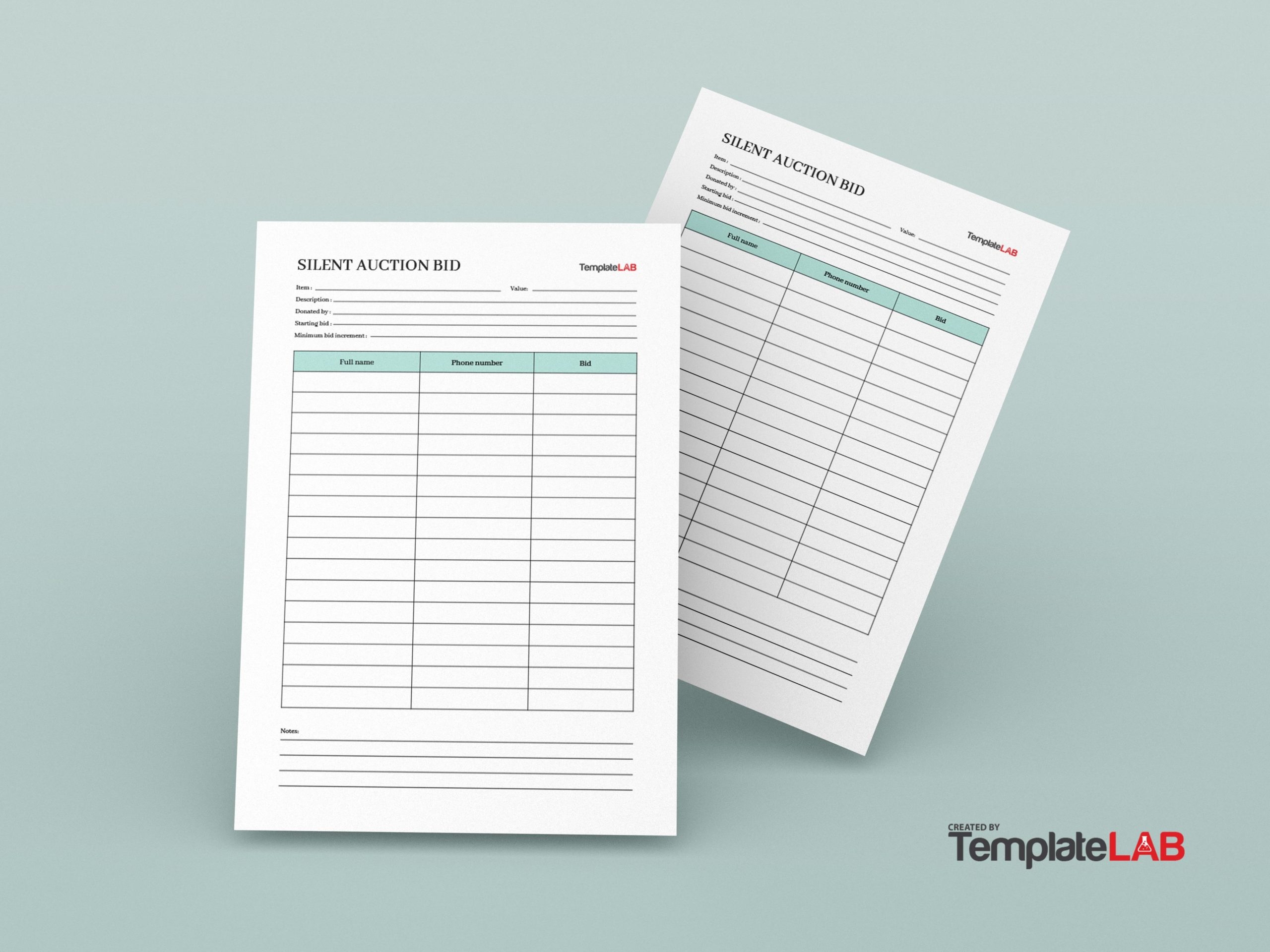 free printable silent auction bid sheets