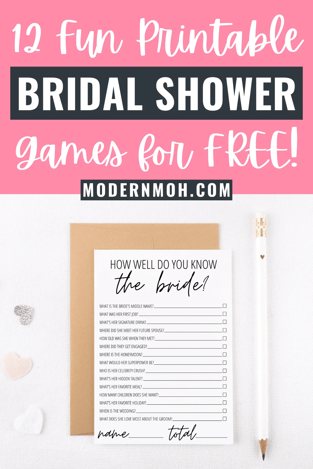 12 Free Printable Bridal Shower Games Modern MOH 12 Free Printable Bridal Shower Games Modern MOH
