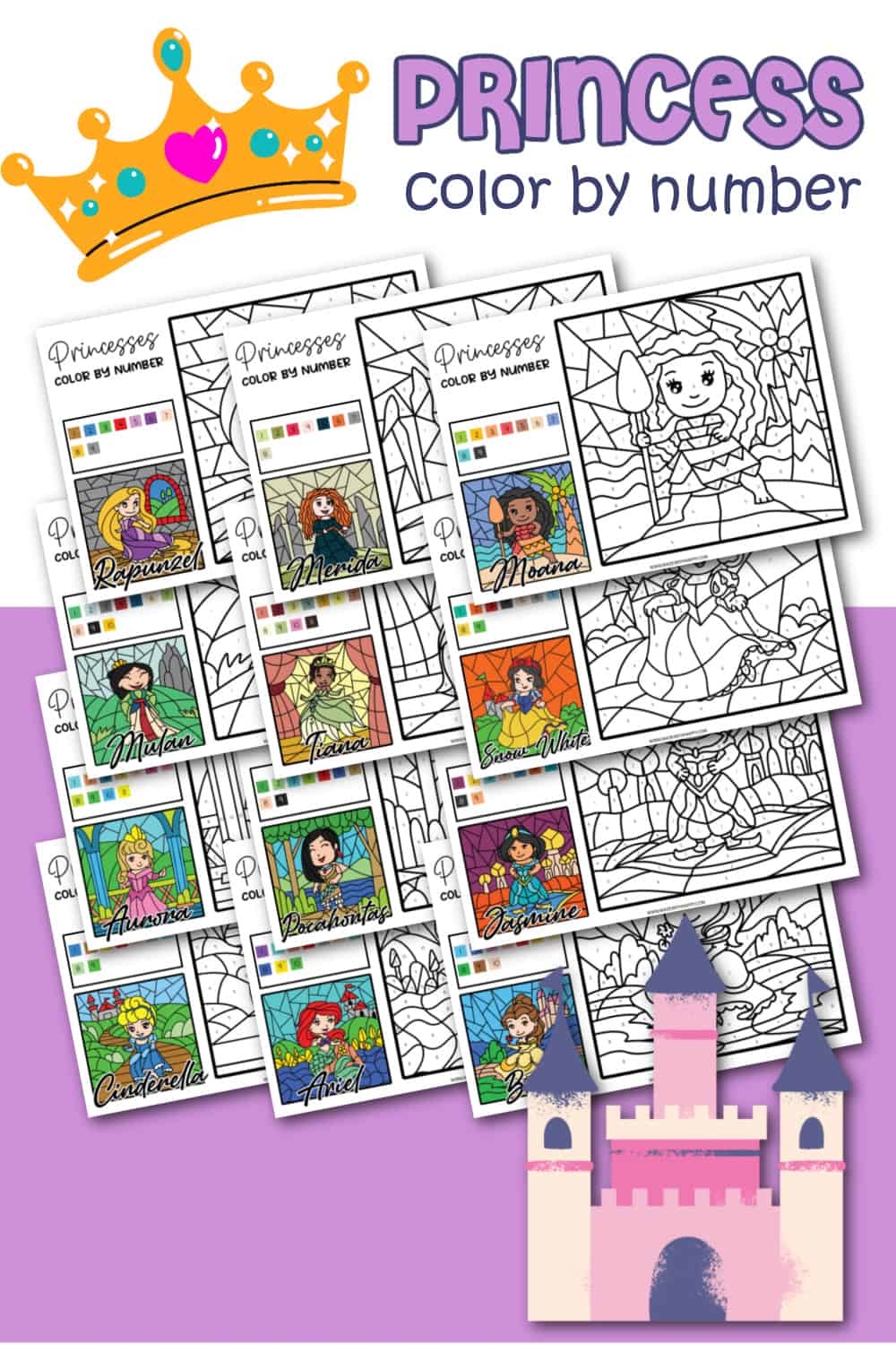disney color by number printables