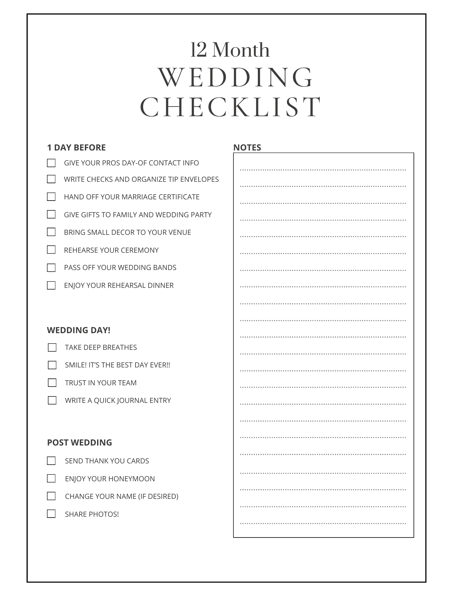 12 Month Wedding Planning Checklist Free Printable Party Ideas 