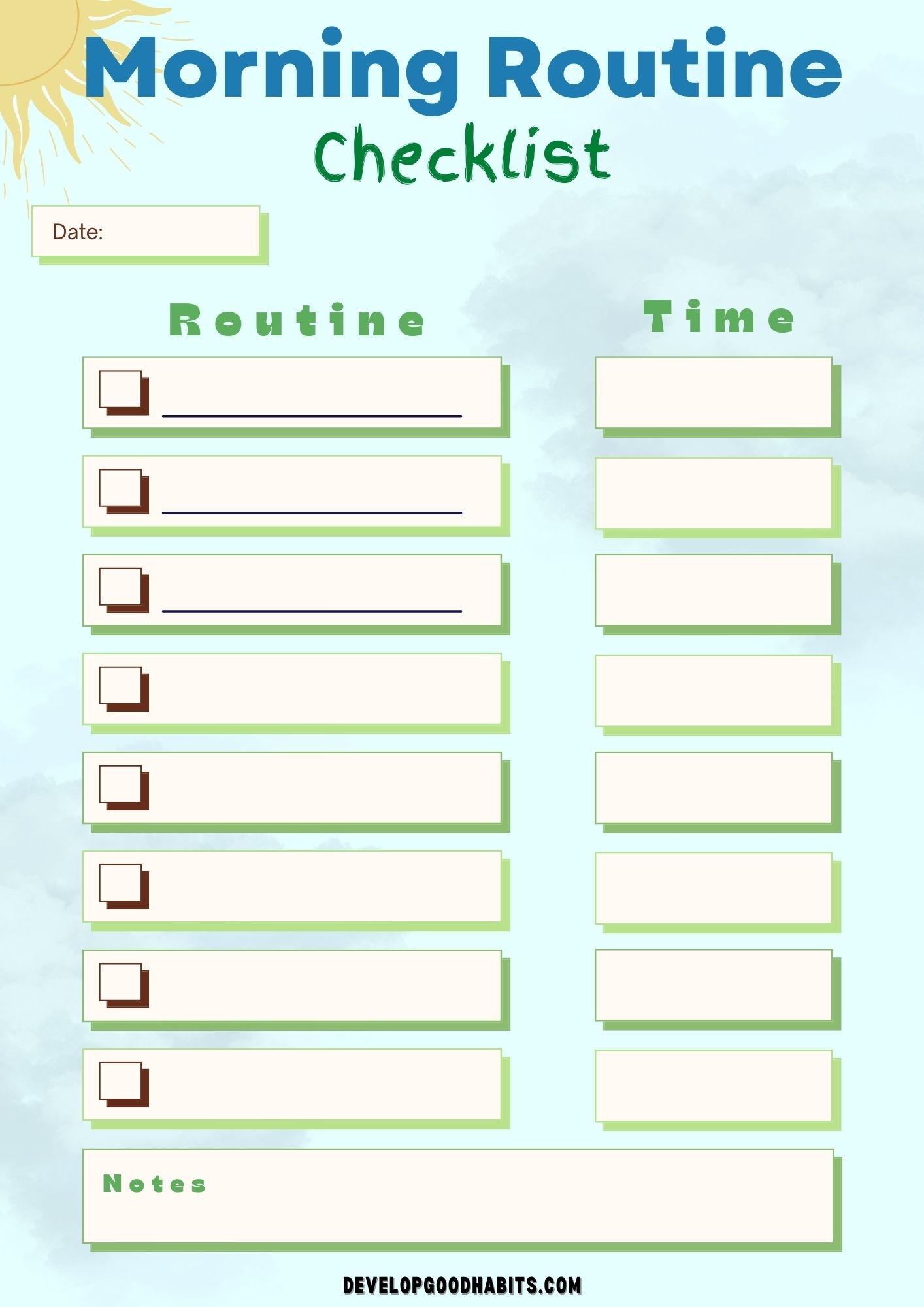 12 Printable Morning Routine Checklists For Adults U0026 Students Develop Good Habits