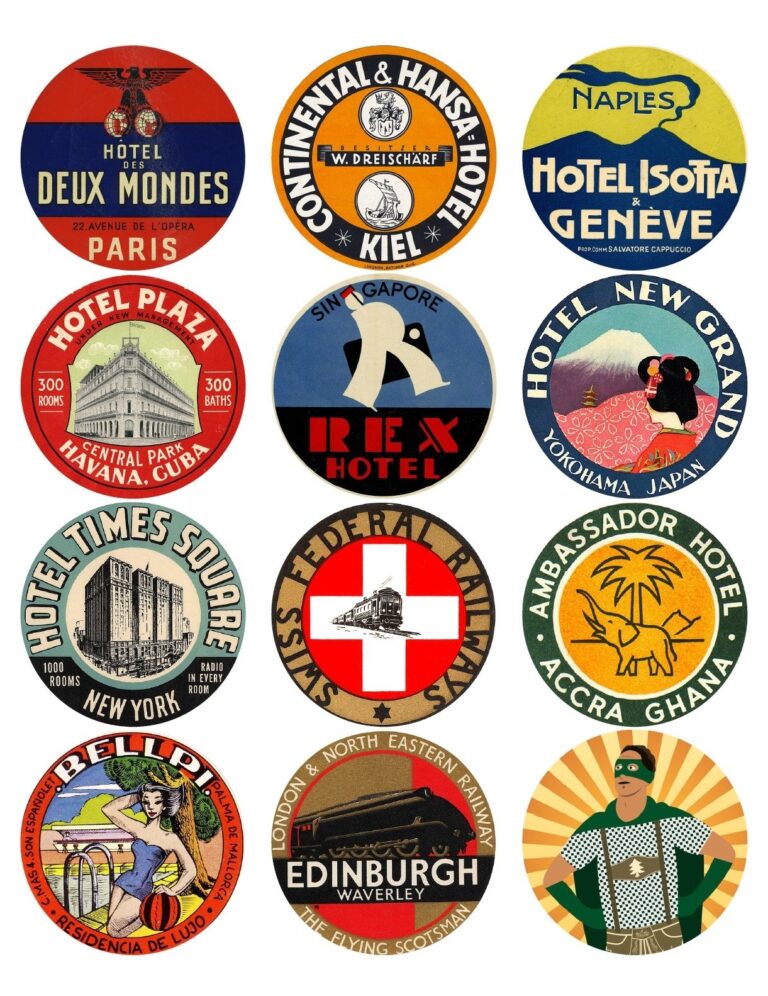 12 VINTAGE TRAVEL STICKERS FROM AROUND THE WORLD FREE DOWNLOAD Vintralab