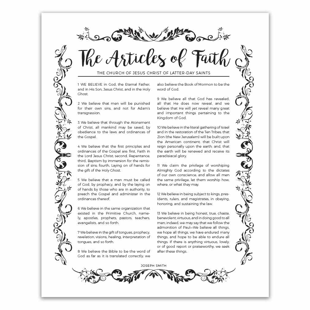 13 Articles Of Faith Lds Printable Printable Party Favors