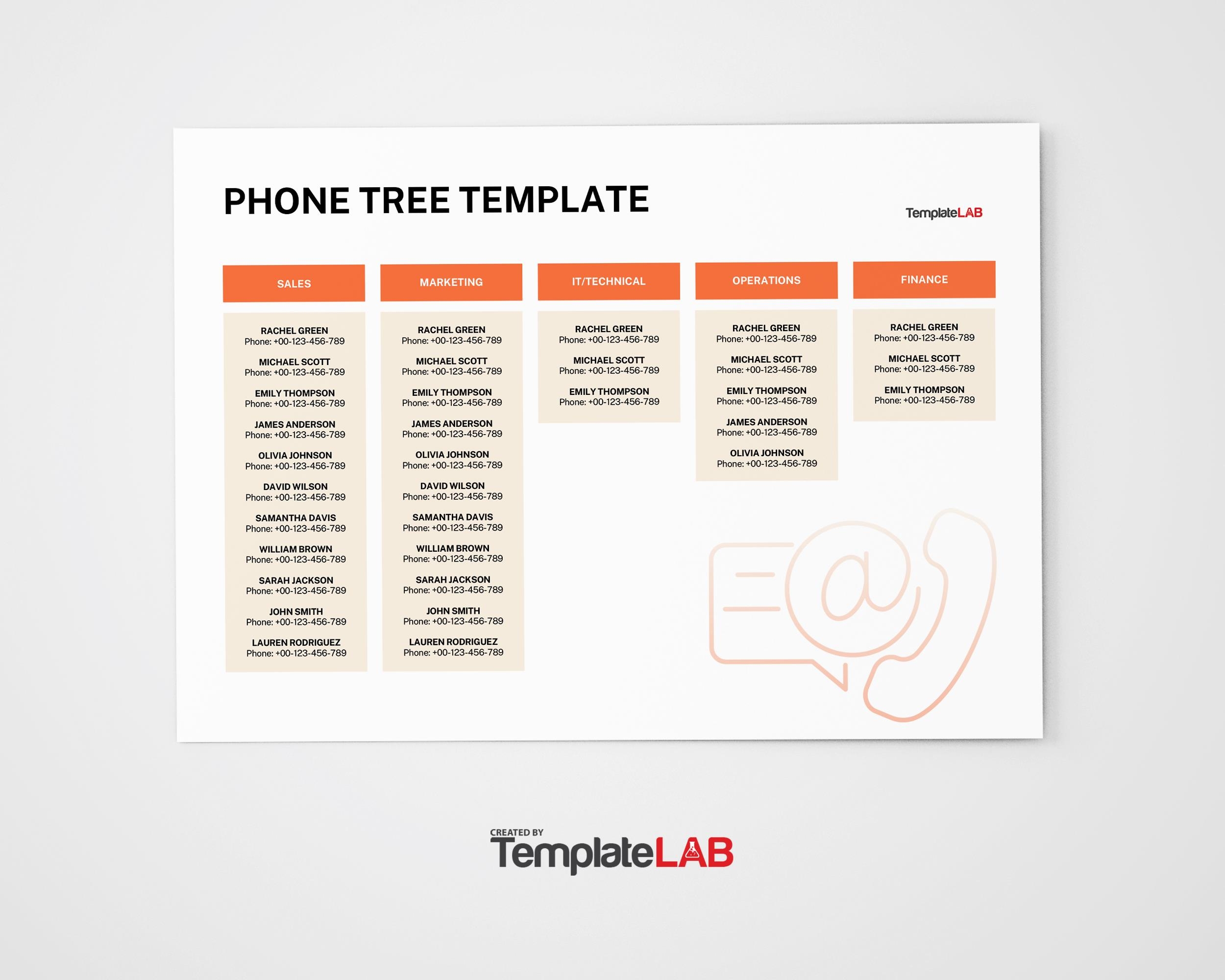 free printable phone tree template