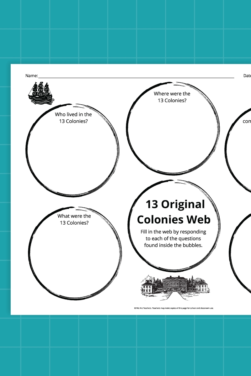 13 colonies free printable worksheets