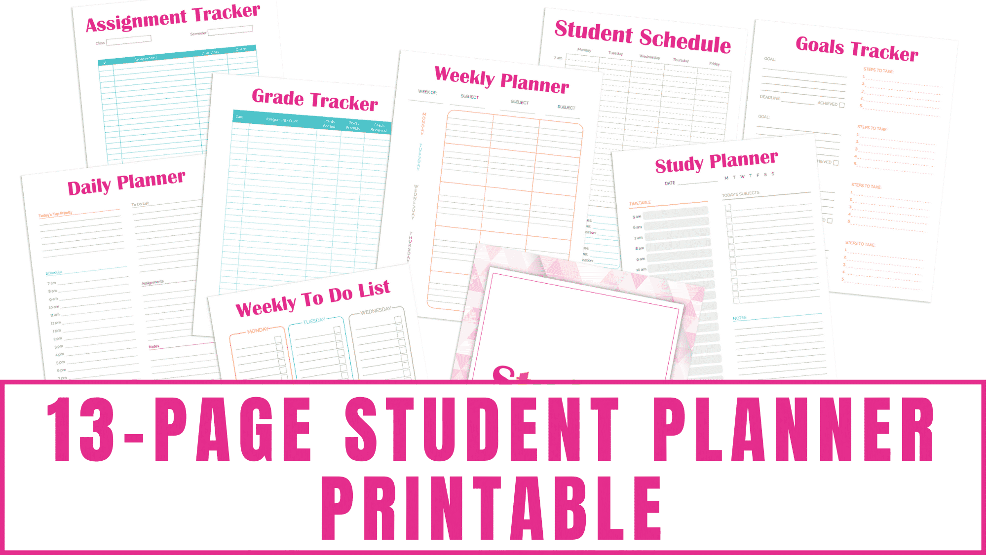 13 Page Student Planner Printable