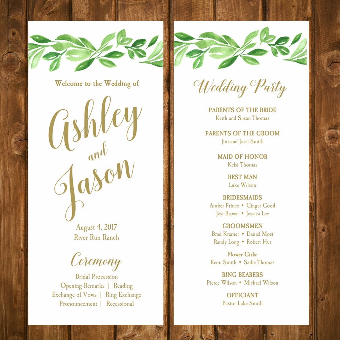 free printable wedding program templates