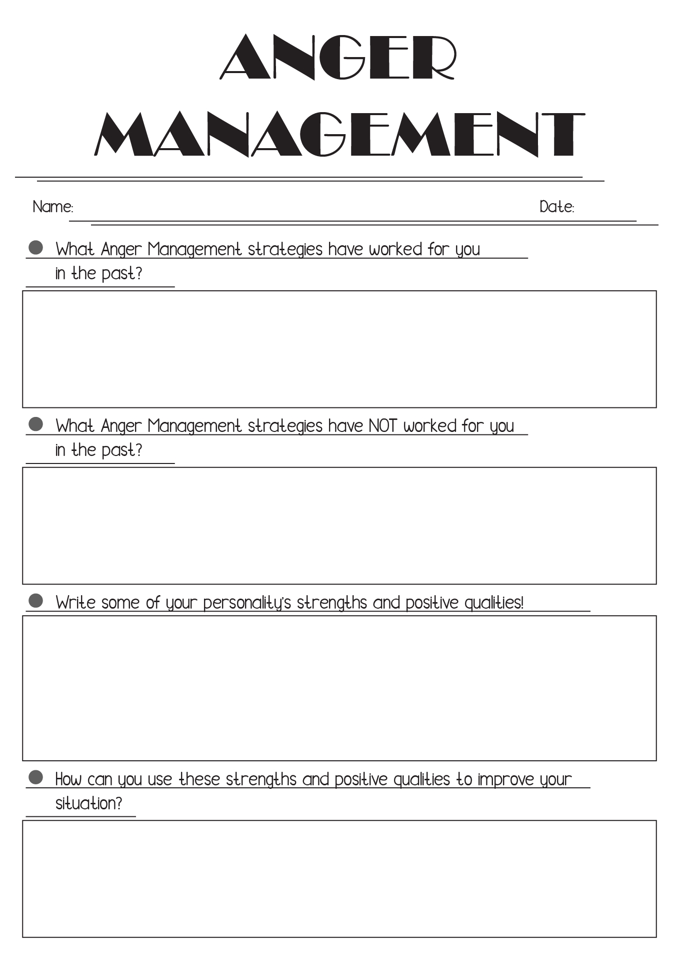 free printable anger management activities