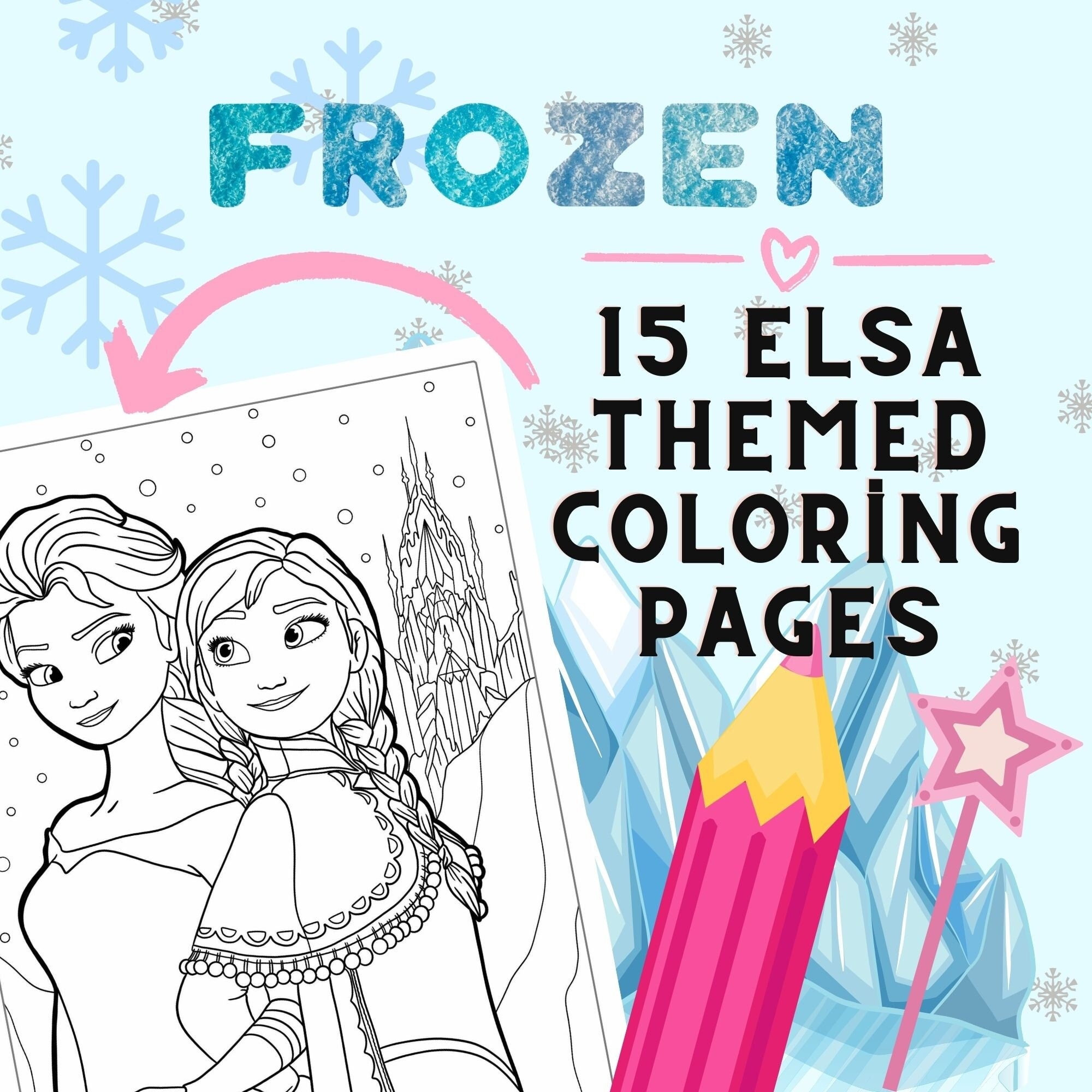 15 Frozen Elsa U0026 Anna Coloring Pages A4 Printable PDF Etsy