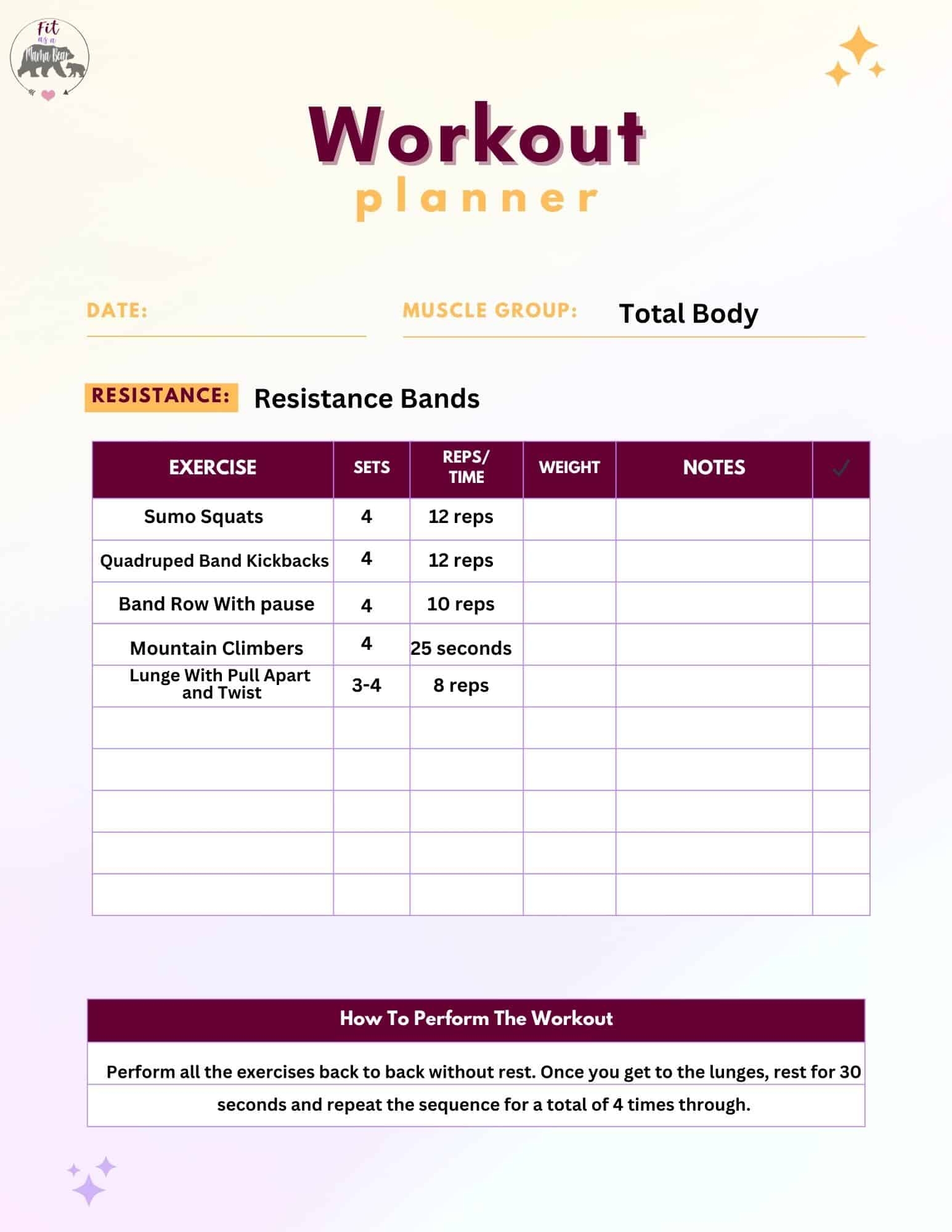 printable resistance band chart