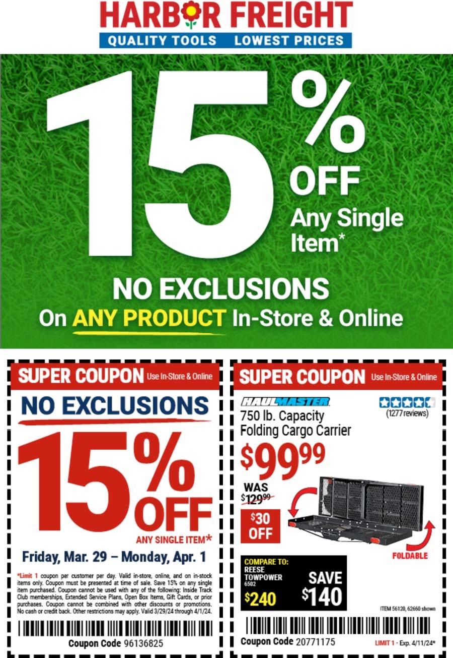 15 Off Any Item At Harbor Freight Or Online Via Promo Code 96136825 Harbor Freight August 2025 Coupons Promo Codes U0026 Deals 