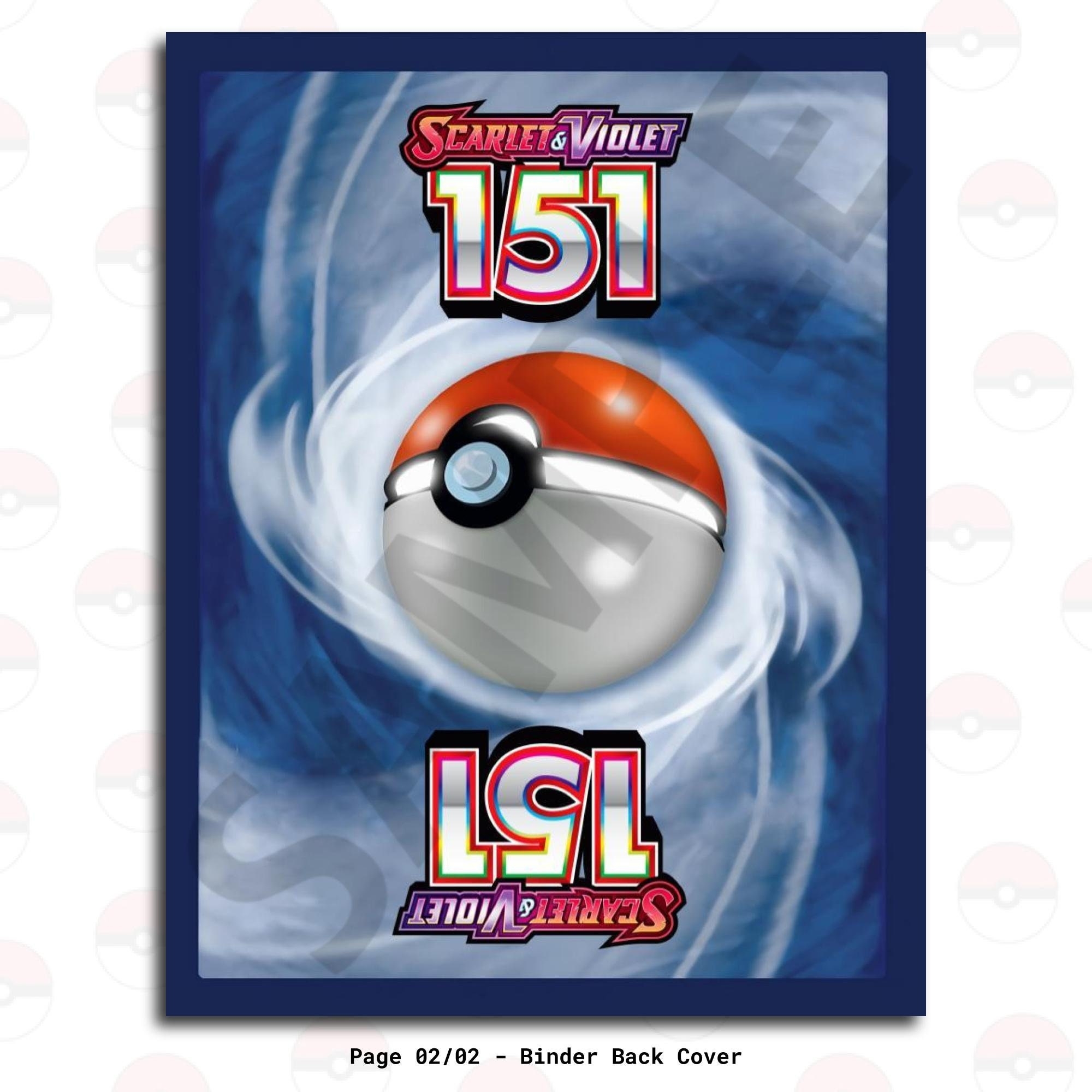 151 Front And Back Binder Covers Pokemon TCG Organize 