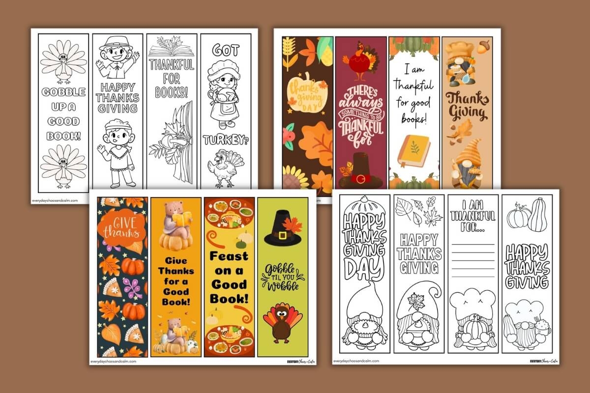 16 Free Printable Thanksgiving Bookmarks PDF Download 