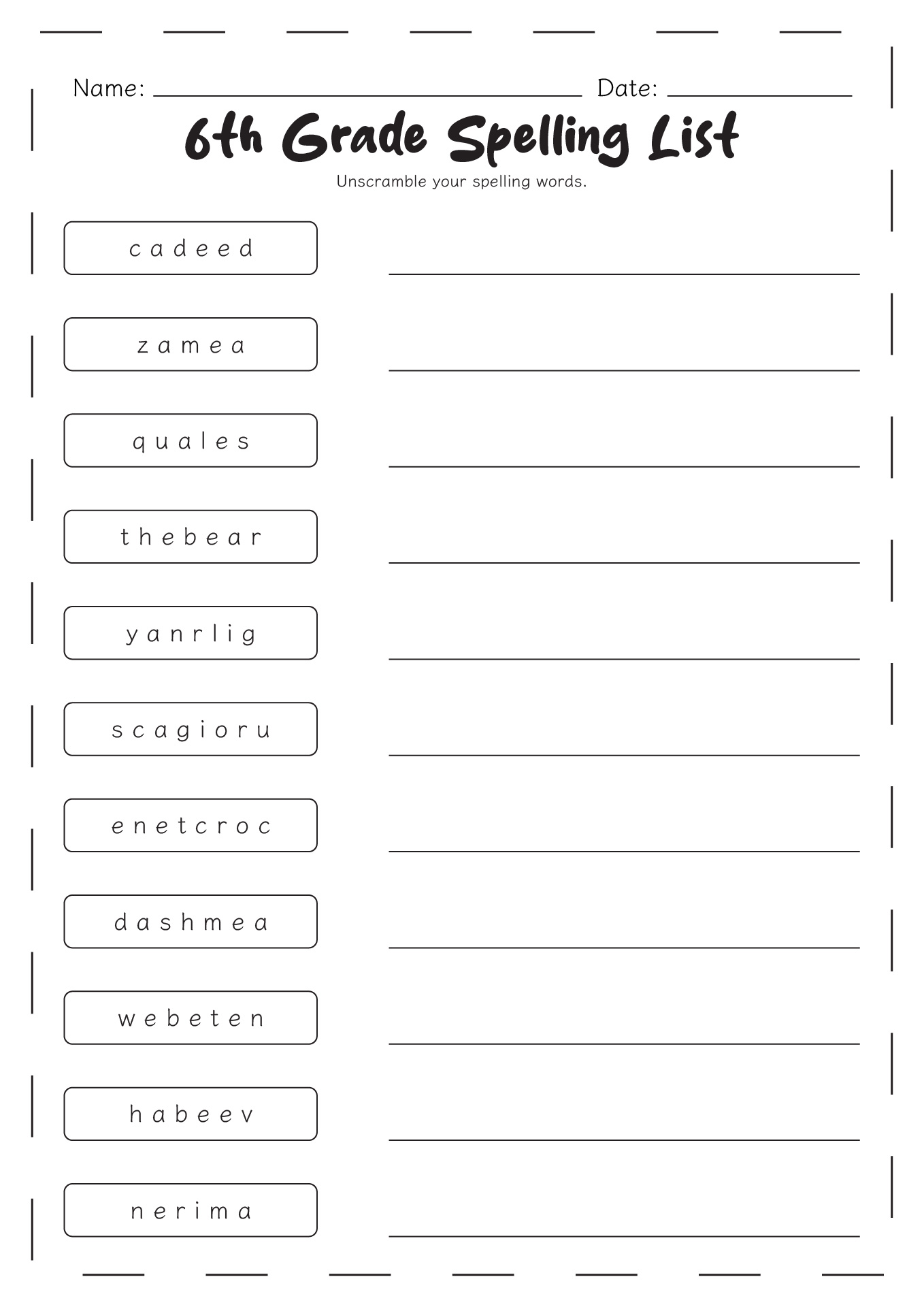 17 Sixth Grade Spelling Words Worksheets Free PDF At Worksheeto 17 Sixth Grade Spelling Words Worksheets Free PDF At Worksheeto