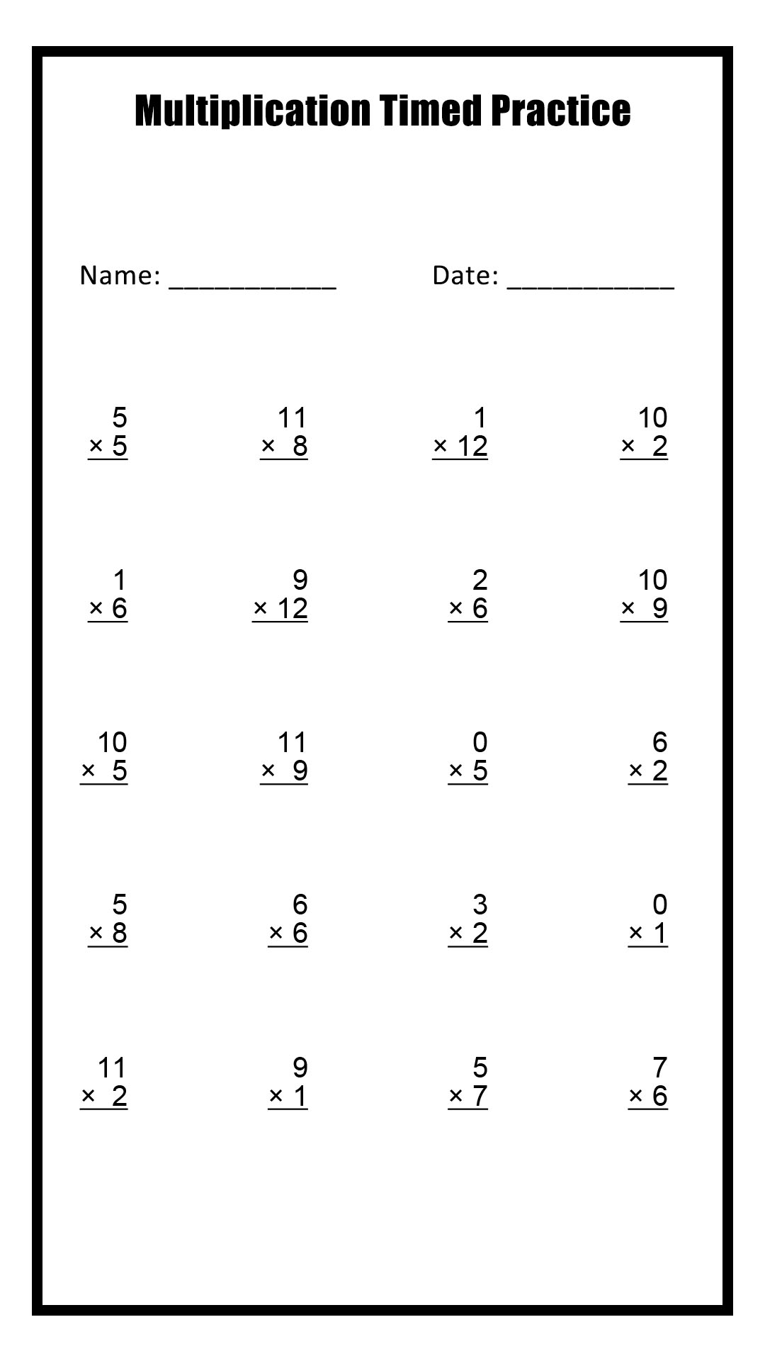 19 Timed Multiplication Worksheets Free PDF At Worksheeto