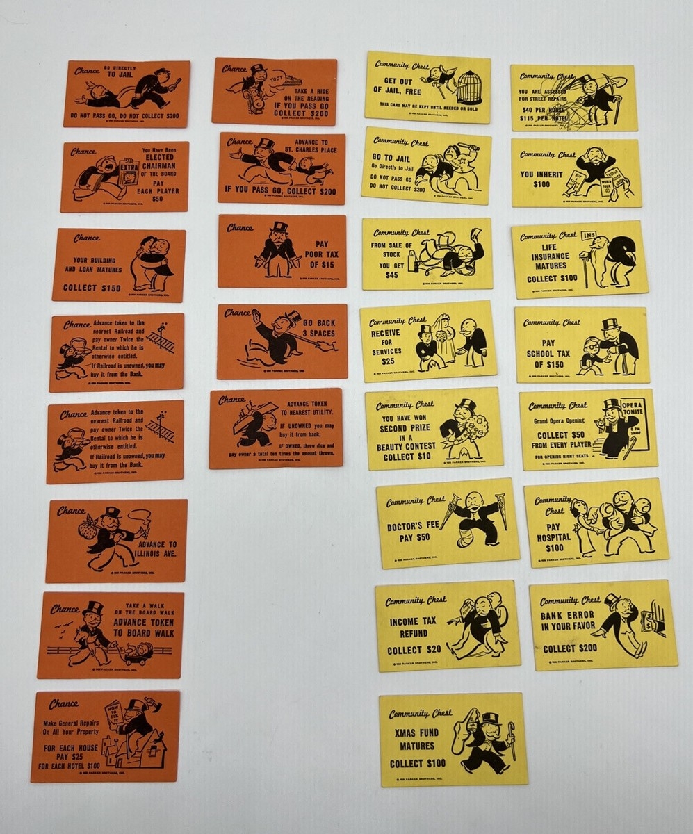 monopoly chance cards printable