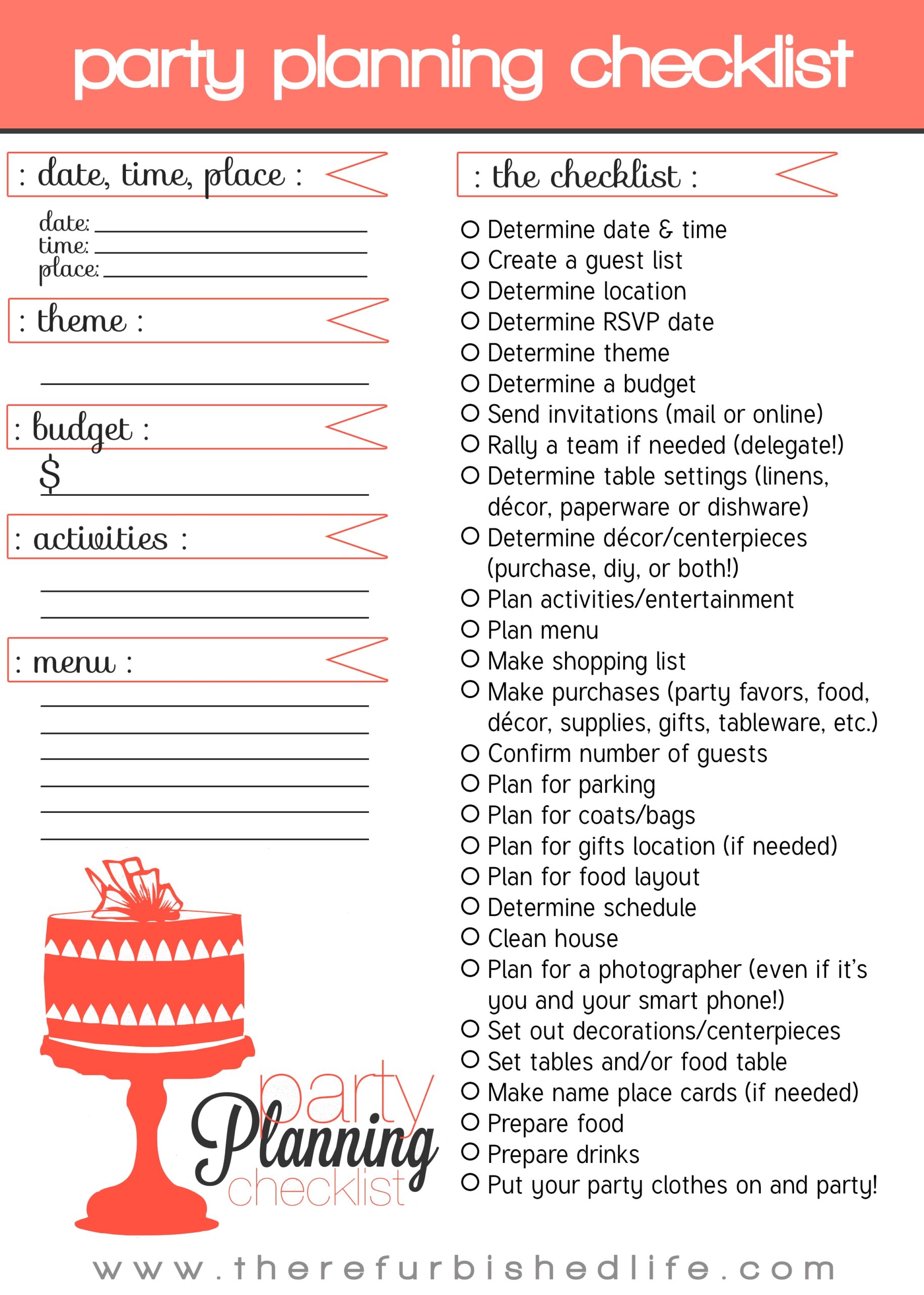 quinceanera planning checklist printable