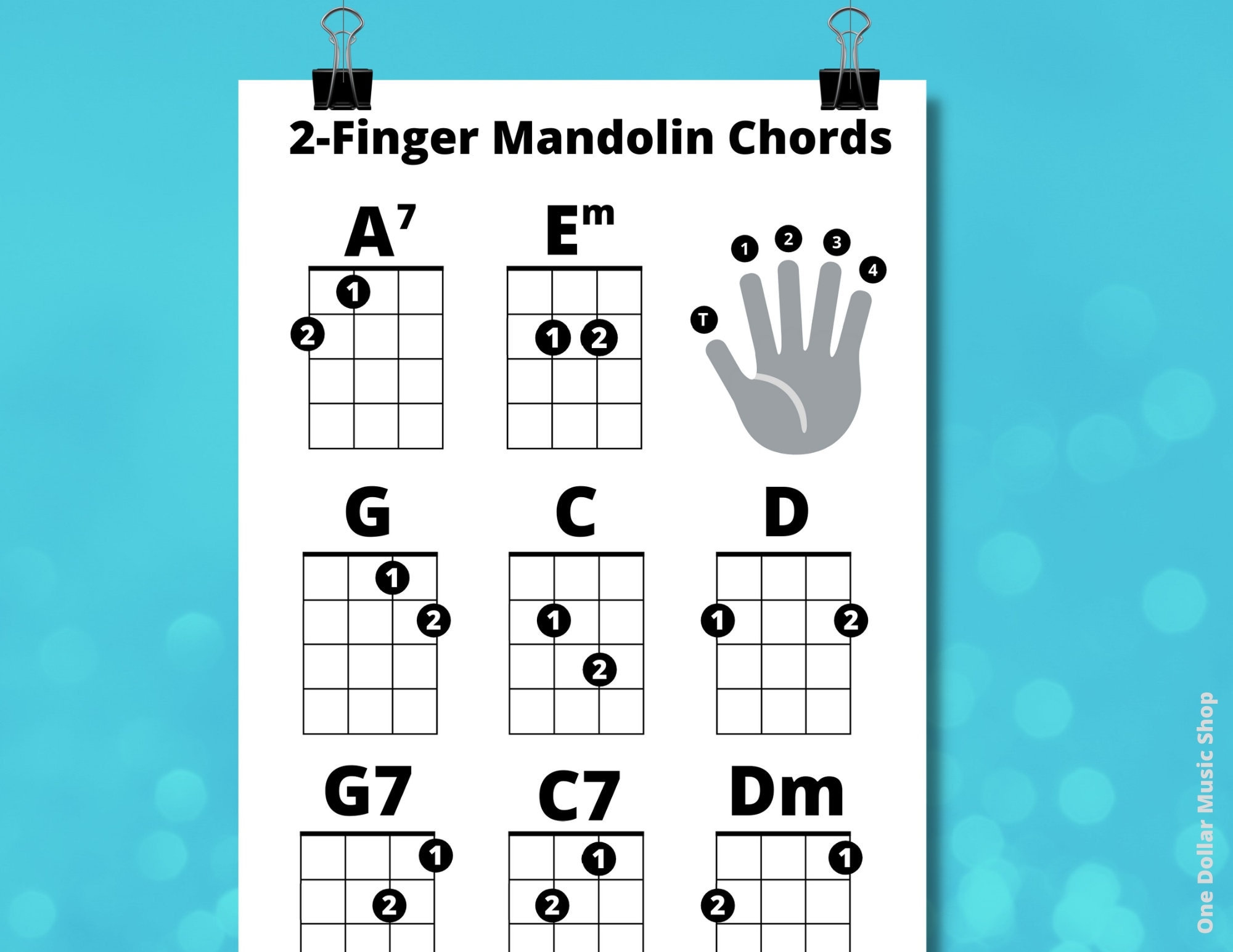 2 Finger Beginner Mandolin Chords Sheet Great For Beginners 1 Page Instant Download Easy Mando Chords Mandolin For Newbs Etsy Australia