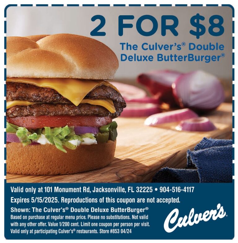 2 FOR 8 THE CULVER S DOUBLE DELUXE BUTTERBURGER Online Printable Coupons USA Local Free Printable Shopping Coupons