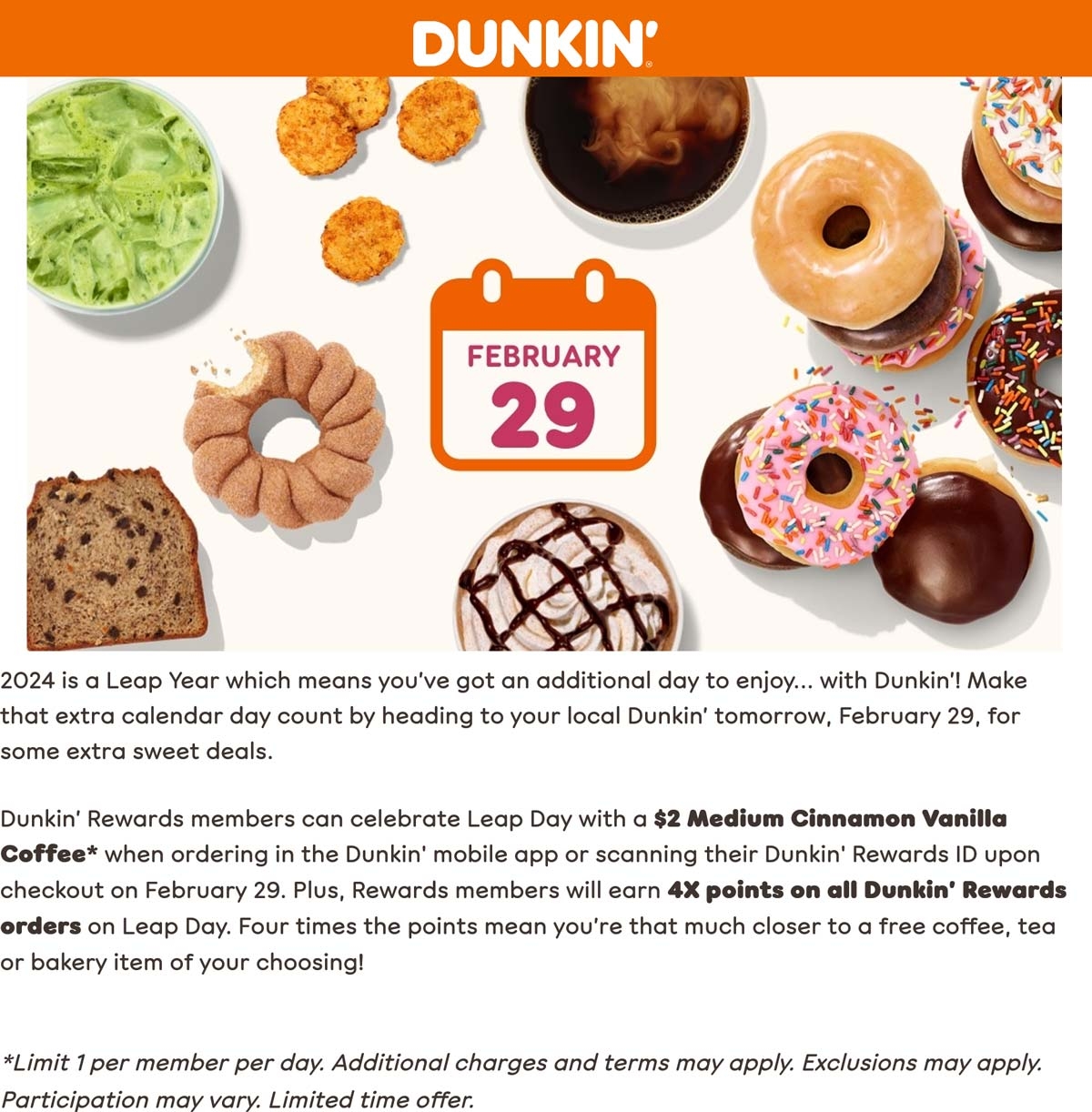  2 Medium Cinnamon Vanilla Coffee Via Mobile Today At Dunkin Donuts Dunkin August 2025 Coupons Promo Codes U0026 Deals 