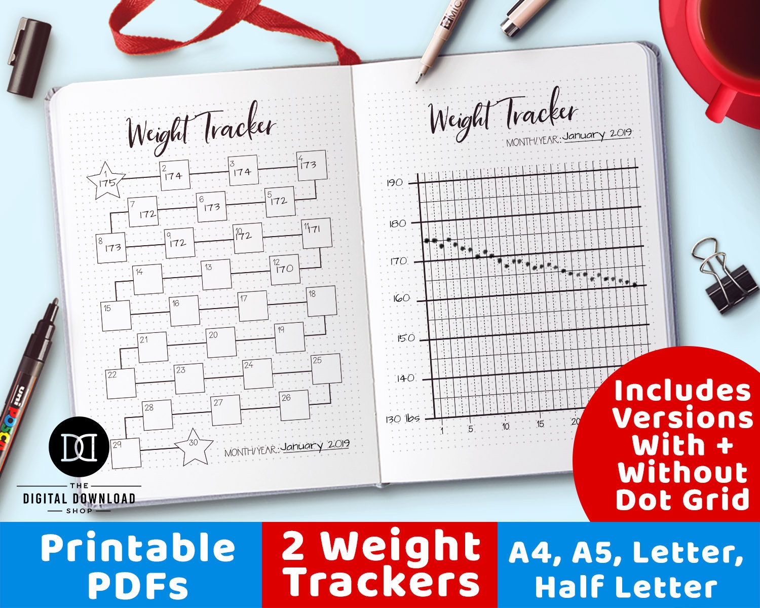 weight loss tracker bullet journal printable