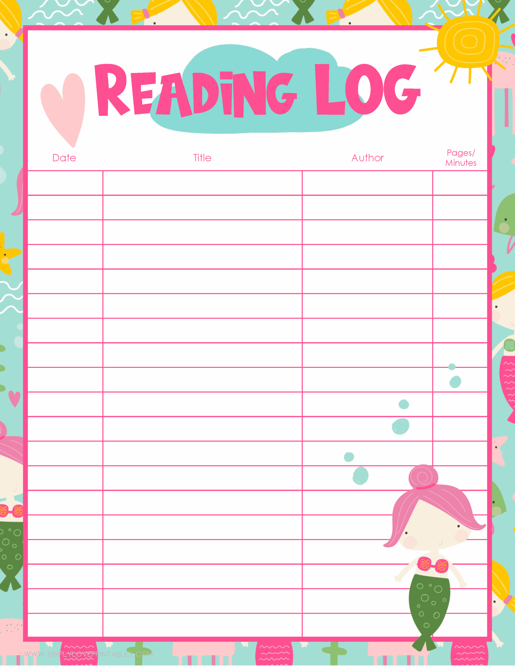 20 Free Printable Reading Logs For Kids Simply Love Printables Worksheets Library