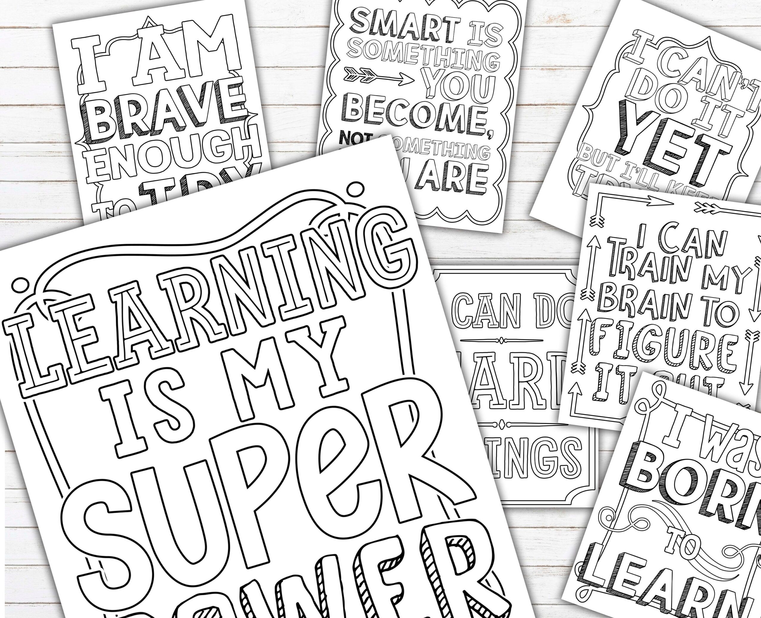 20 Growth Mindset Coloring Pages PRINTABLE Mindset Resources 