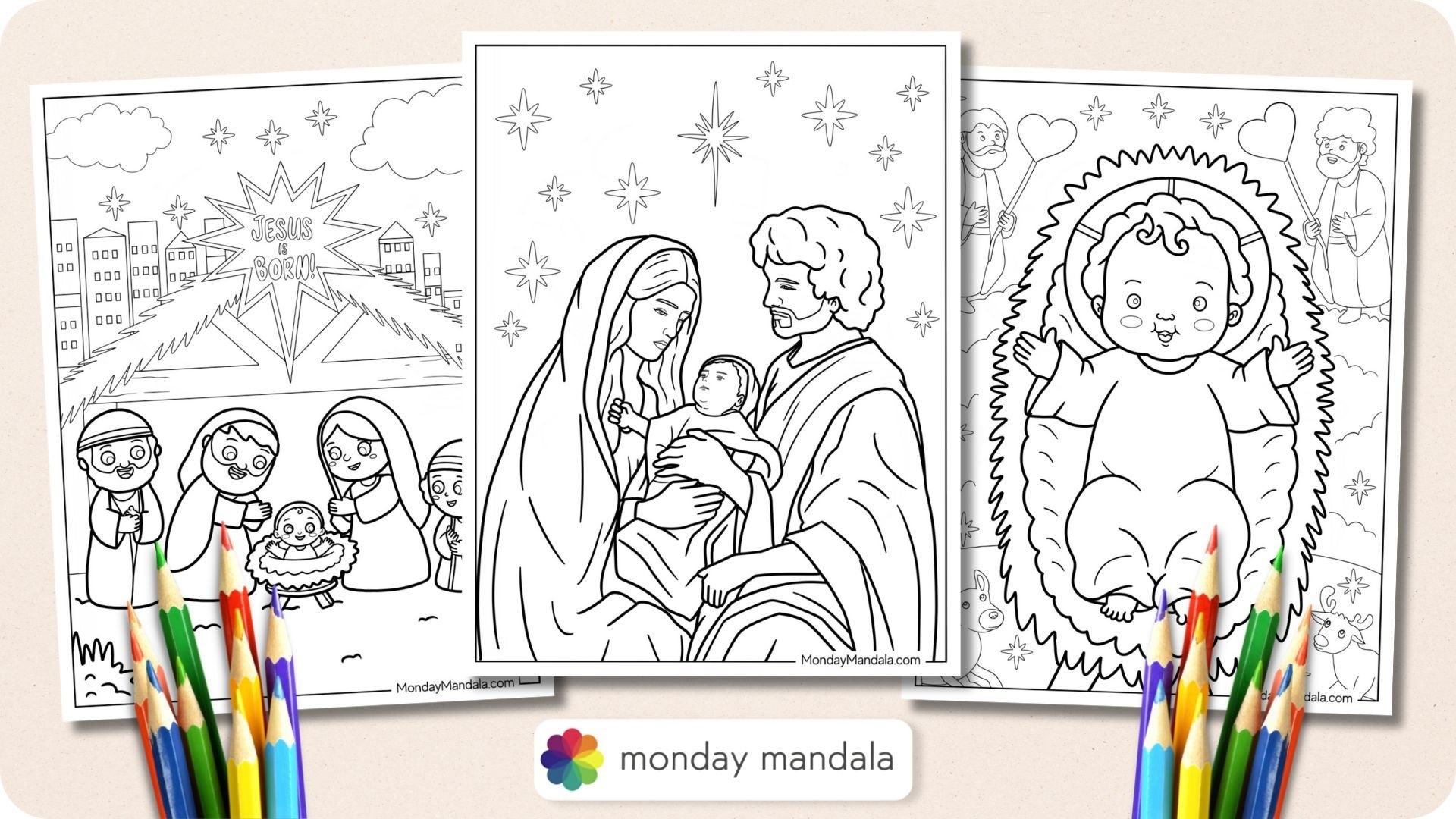 manger scene coloring pages printable