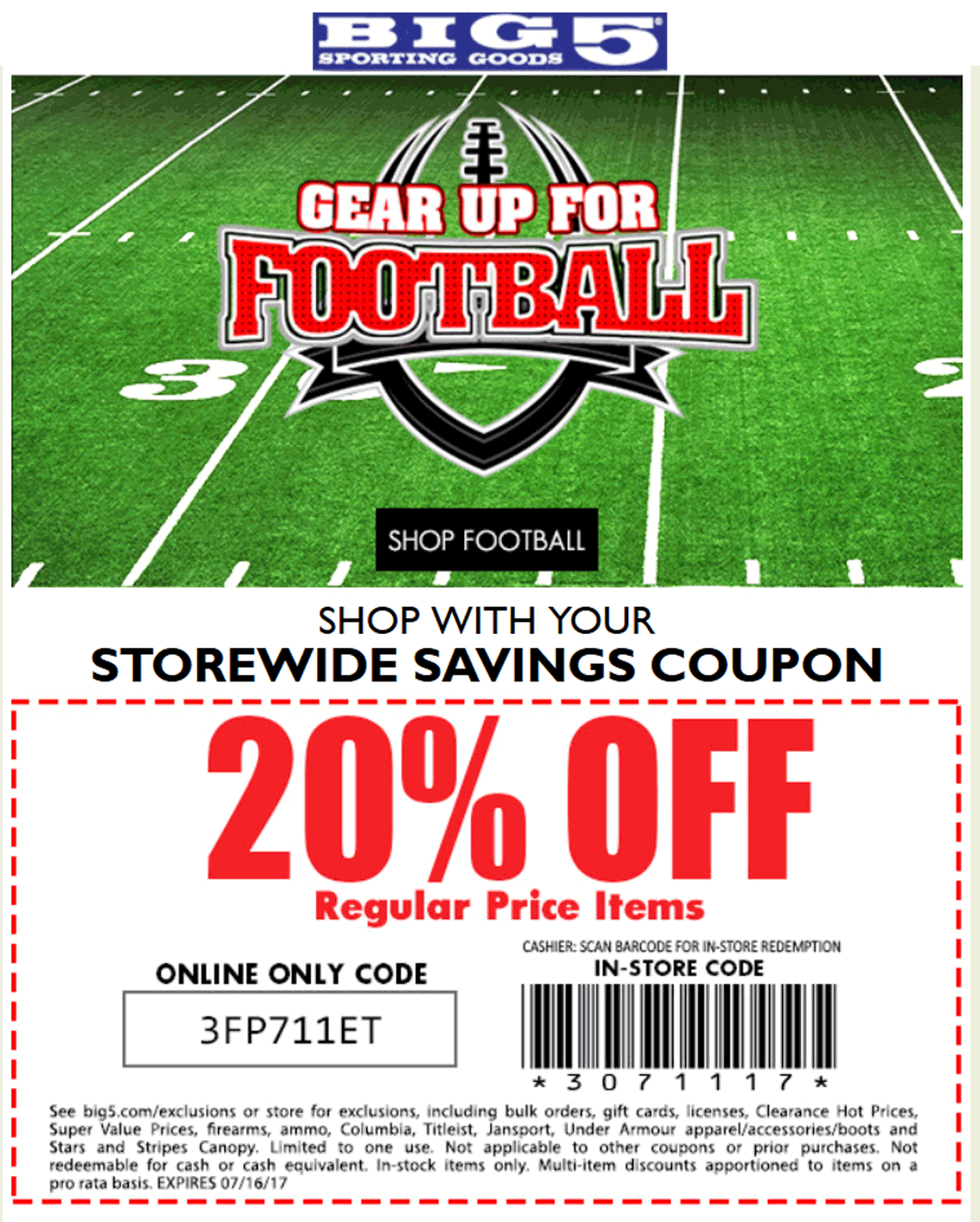 20 Off At Big 5 Sporting Goods Or Online Via Promo Code 3FP711ET Big 5 August 2025 Coupons Promo Codes U0026 Deals 