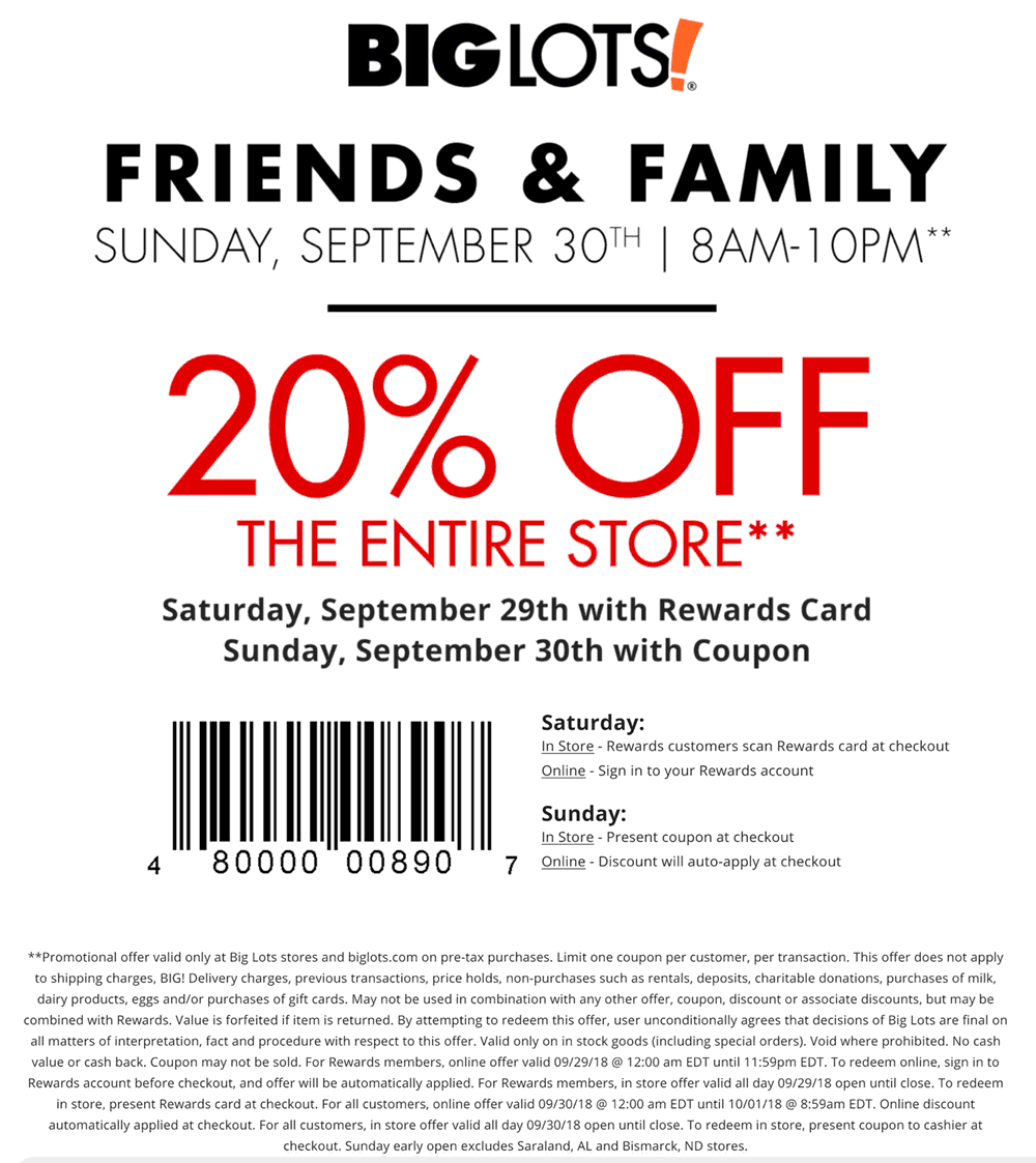 20 Off Sunday At Big Lots Ditto Online Big Lots August 2025 Coupons Promo Codes U0026 Deals 