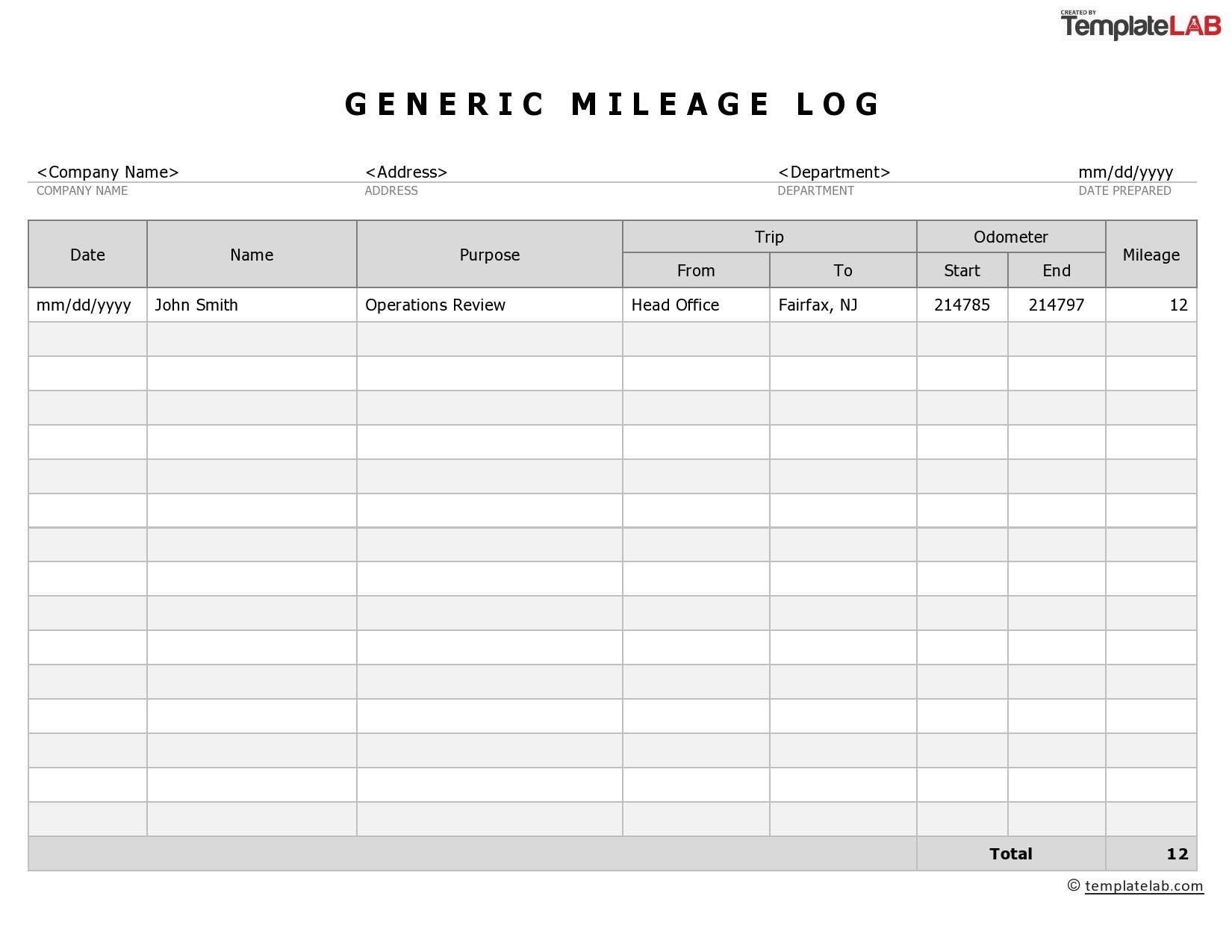 20 Printable Mileage Log Templates Free TemplateLab 20 Printable Mileage Log Templates Free TemplateLab