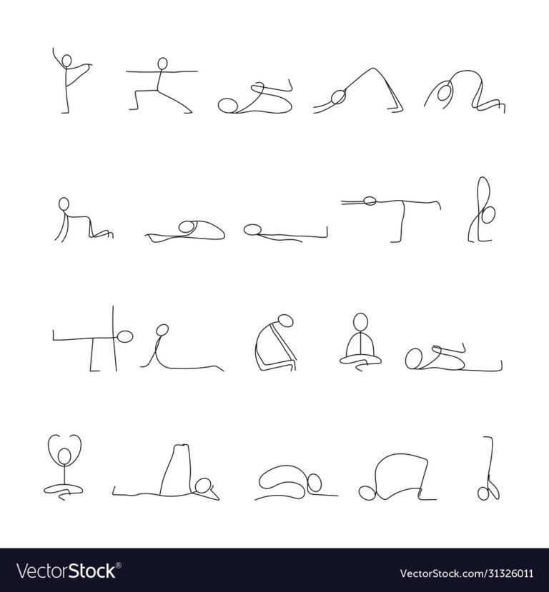 20 Yoga Poses Stick Figures Royalty Free Vector Image