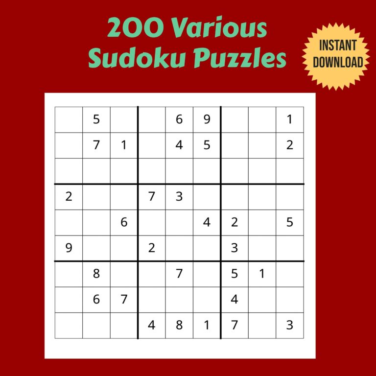 200 Variety Of Printable Sudoku Puzzles Easy Medium And Hard