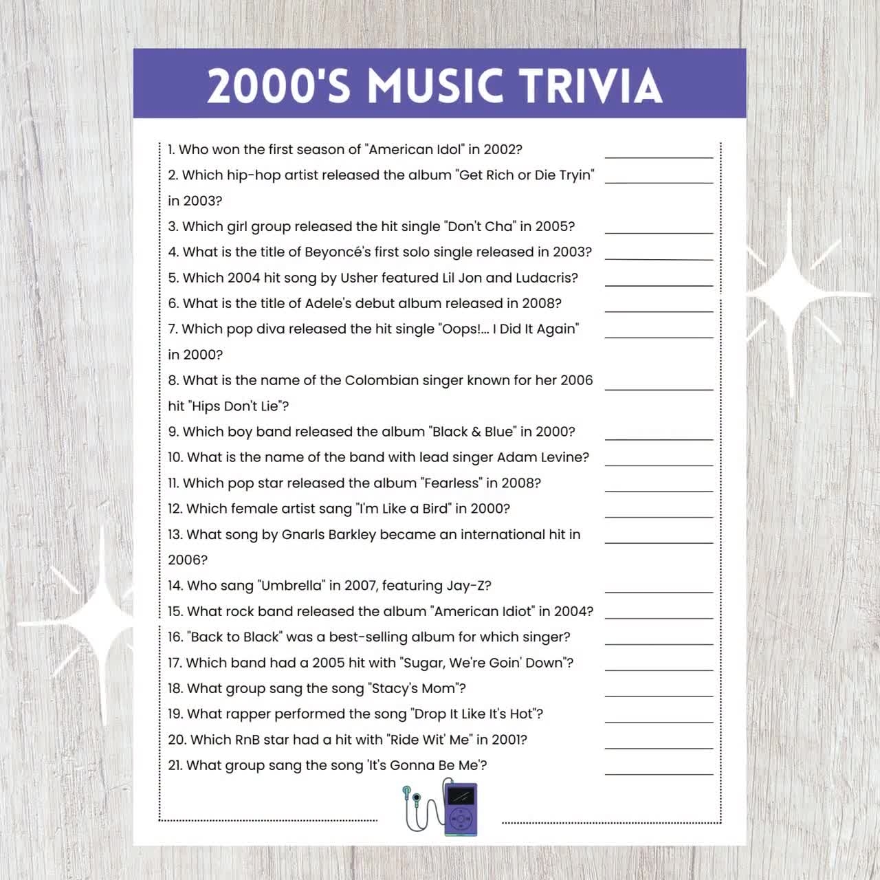 2000s Trivia Game Bundle 2000s Music Trivia 2000s Movie Trivia 2000s Theme Party Games Decades Trivia