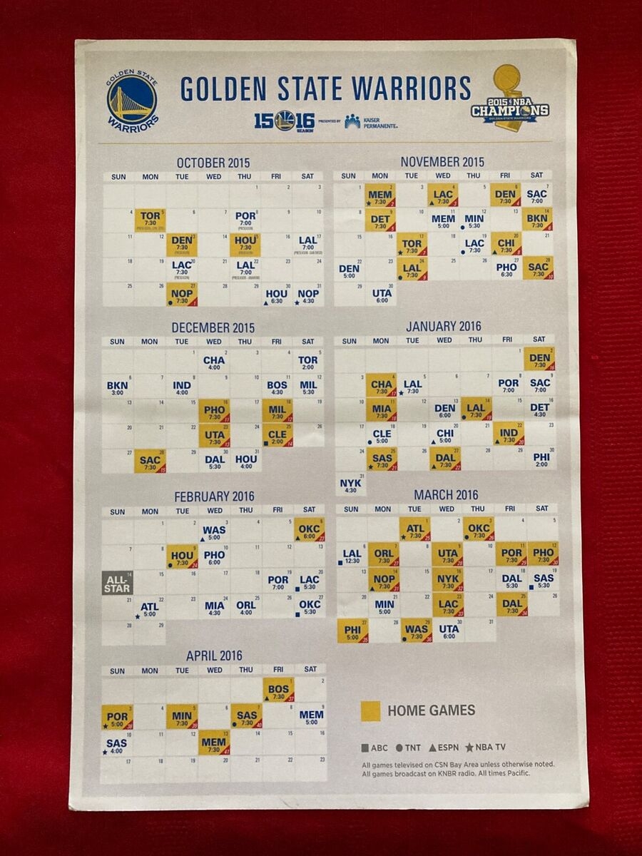 2015 2016 NBA Golden State Warriors Schedule Posters 73 9 