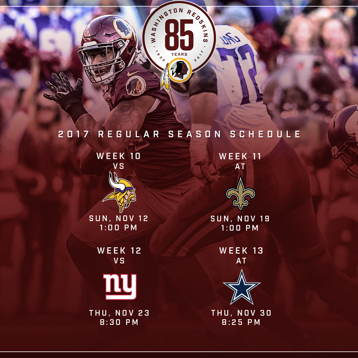 2017 Redskins Schedule Release Behance